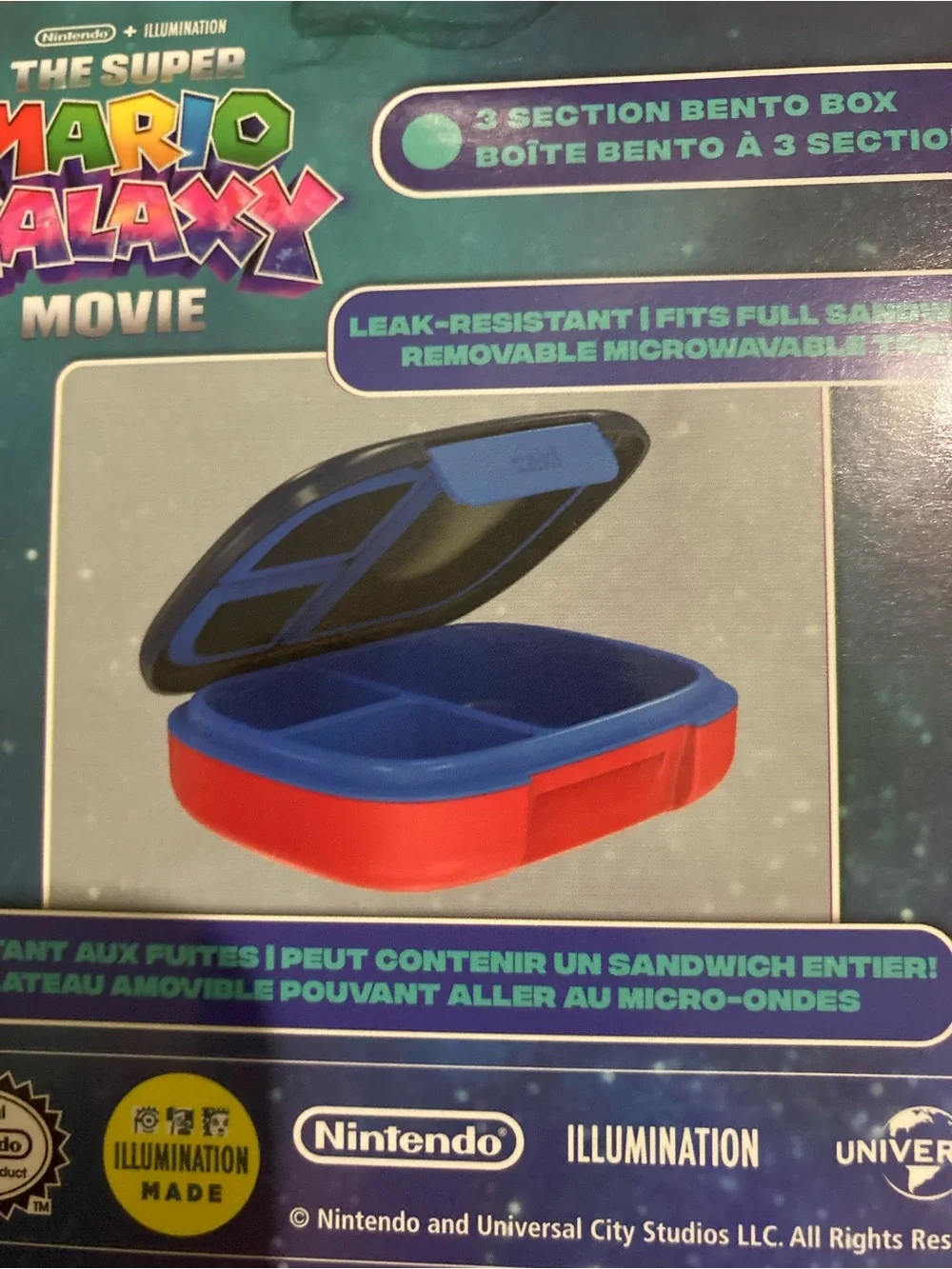 The Super Mario Galaxy Movie Black 3-Section Bento Box by Zak! Designs